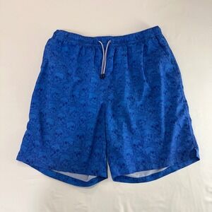 Peter Millar Skull Print Swim Trunks Mens Large Blue Mesh Lined | Edgy Beach